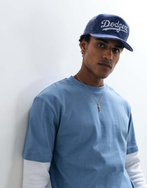 ASOS DESIGN heavyweight relaxed T-shirt with double layer in blue and white waffle, 5 of 5