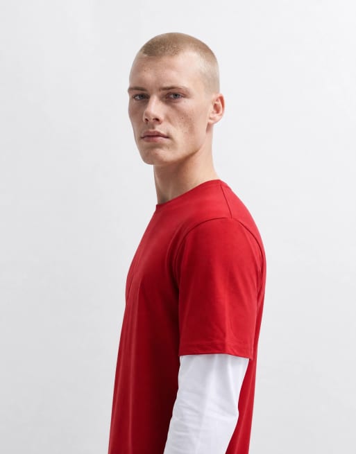 ASOS DESIGN heavyweight relaxed t-shirt with double layer in red and white, 9 of 10