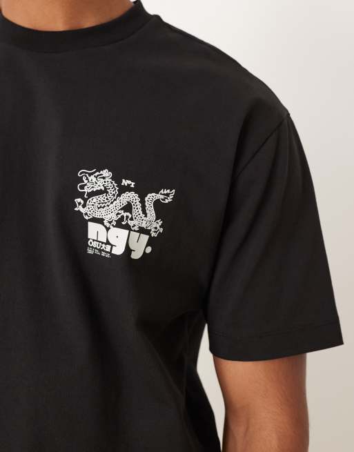 ASOS DESIGN heavyweight relaxed t-shirt with dragon print in charcoal, 4 of 5