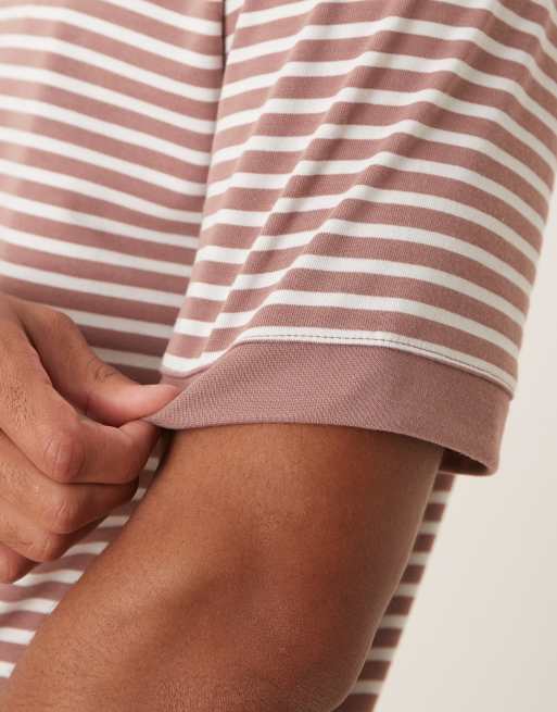 ASOS DESIGN heavyweight relaxed t-shirt with dropped shoulder in pink and grey stripe, 5 of 5