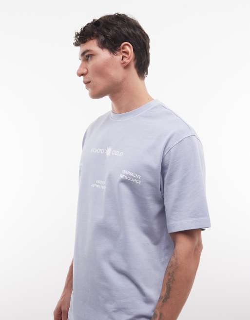 ASOS DESIGN heavyweight relaxed T-shirt with floral graphic in washed light blue, 4 of 5