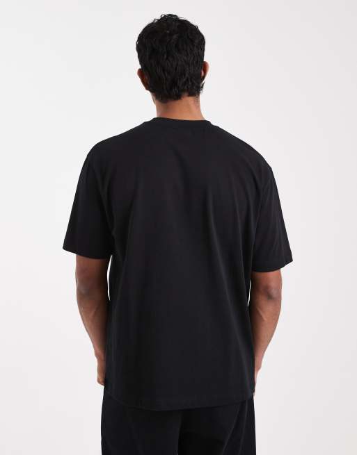 ASOS DESIGN heavyweight relaxed t-shirt with floral text graphic in black, 2 of 5
