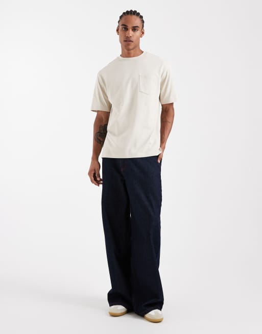 ASOS DESIGN heavyweight relaxed t-shirt with pocket in beige, 2 of 5