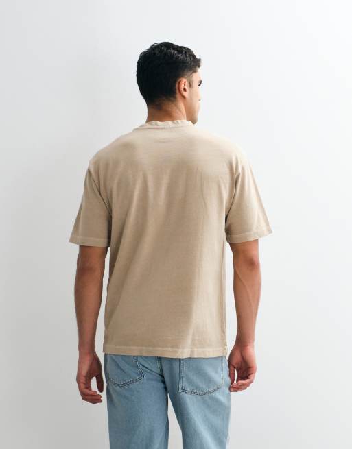ASOS DESIGN heavyweight relaxed t-shirt with pocket in washed beige, 4 of 5