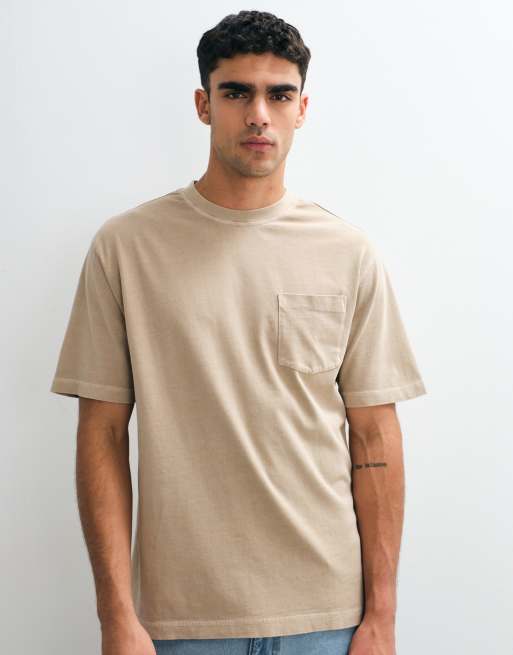 ASOS DESIGN heavyweight relaxed t-shirt with pocket in washed beige, 5 of 5