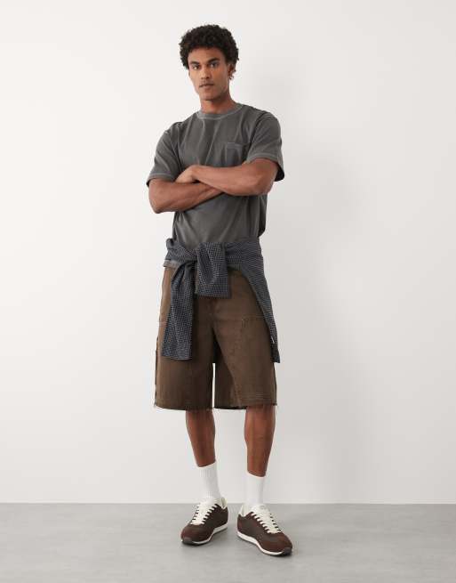 ASOS DESIGN heavyweight relaxed t-shirt with pocket in washed charcoal, 2 of 5