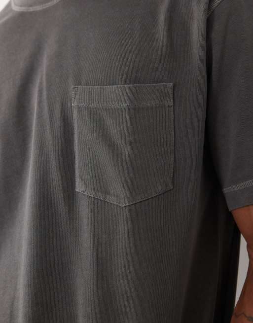 ASOS DESIGN heavyweight relaxed t-shirt with pocket in washed charcoal, 4 of 5