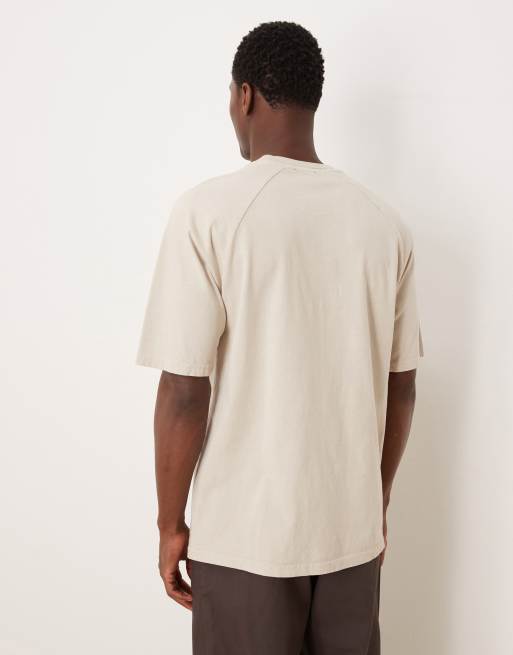 ASOS DESIGN heavyweight relaxed t-shirt with raglan sleeve in washed beige, 3 of 5
