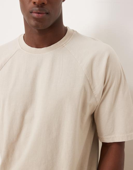 ASOS DESIGN heavyweight relaxed t-shirt with raglan sleeve in washed beige, 5 of 5