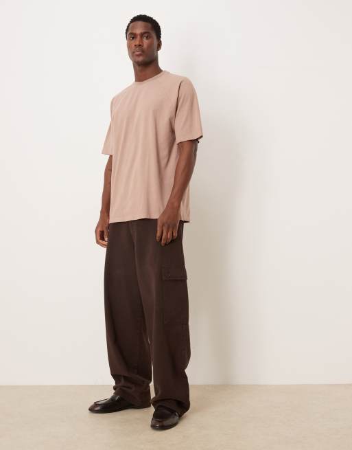 ASOS DESIGN heavyweight relaxed t-shirt with raglan sleeve in washed pink, 2 of 5