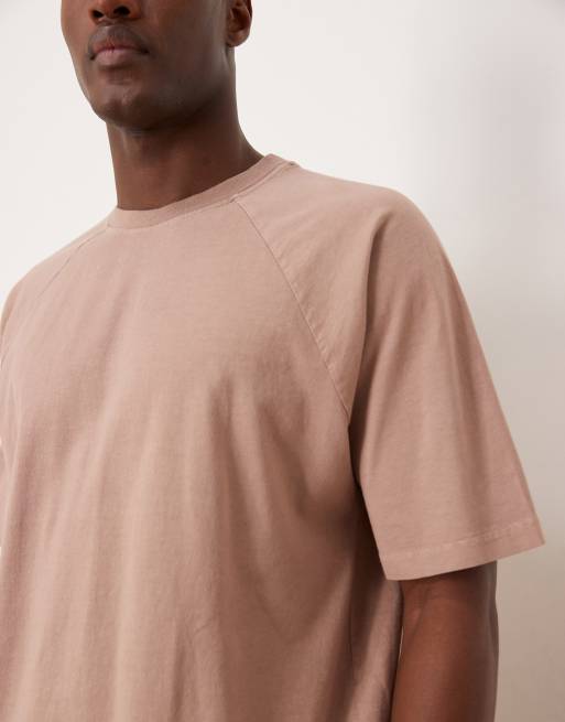 ASOS DESIGN heavyweight relaxed t-shirt with raglan sleeve in washed pink, 5 of 5