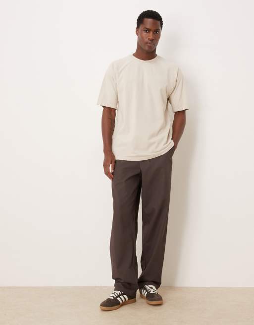 ASOS DESIGN heavyweight relaxed t-shirt with raglan sleeves in washed beige, 2 of 5
