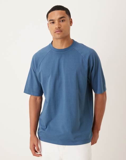 ASOS DESIGN heavyweight relaxed t-shirt with raglan sleeves in washed blue - view 1