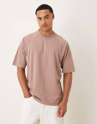 Asos Design Heavyweight Relaxed T-shirt With Raglan Sleeves In Pink