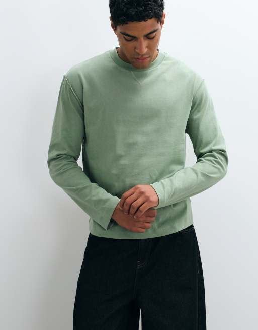 ASOS DESIGN heavyweight relaxed t-shirt with raw detail in khaki, 5 of 5