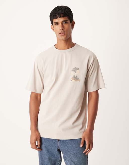 ASOS DESIGN heavyweight relaxed t-shirt with scenic graphic in beige , 4 of 5