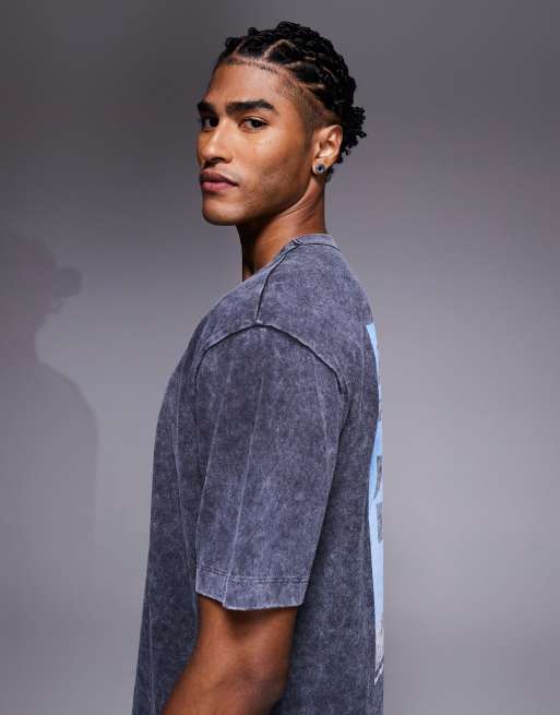 ASOS DESIGN heavyweight relaxed T-shirt with scenic graphic in washed black , 5 of 5