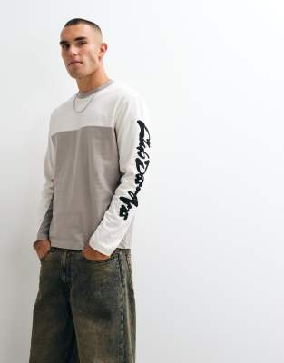 Asos Design Heavyweight Relaxed T-shirt With Sleeve Graphic In White