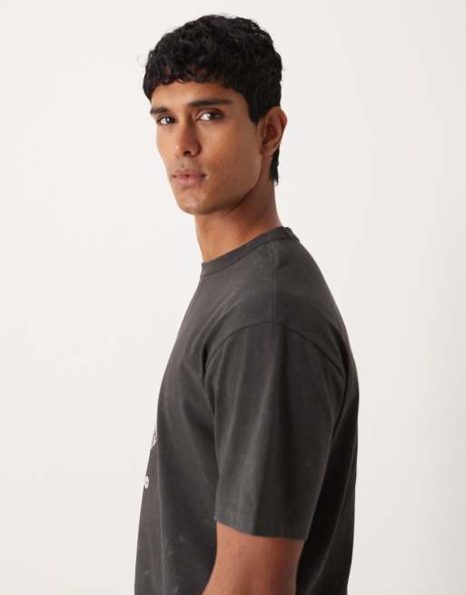 ASOS DESIGN heavyweight relaxed t-shirt with street graphic in washed black , 4 of 5