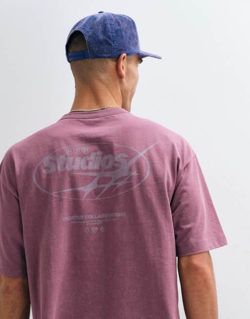 ASOS DESIGN heavyweight relaxed t-shirt with street graphic in washed pink, 3 of 5