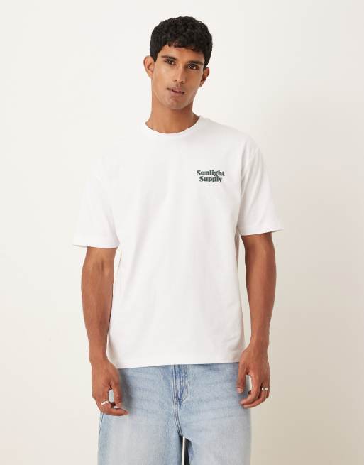 ASOS DESIGN heavyweight relaxed t-shirt with text back print in white , 3 of 5