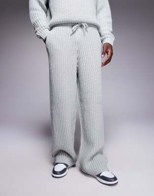 Asos Design Heavyweight Rib Knit Track Bottoms In Gray