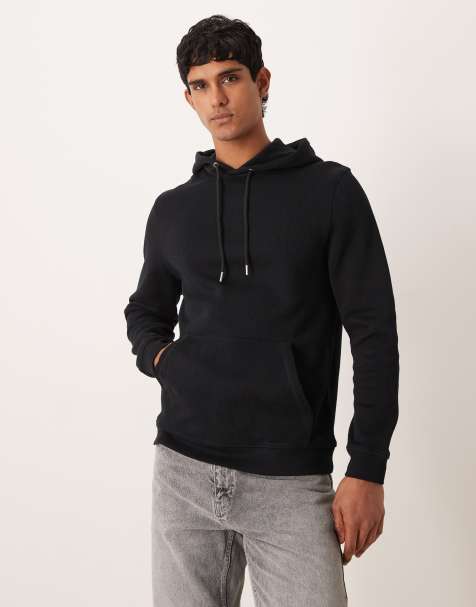 ASOS DESIGN heavyweight ribbed hoodie in black - BLACK - view 1