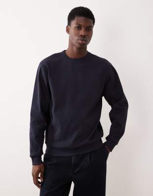 Asos Design Heavyweight Ribbed Sweatshirt In Blue
