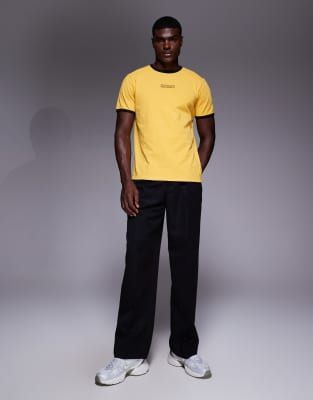 Asos Design Heavyweight Ringer T-shirt With Text Graphic In Yellow