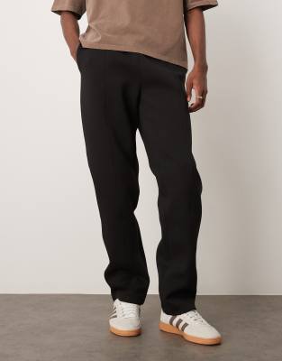 heavyweight scuba straight leg sweatpants with pin tuck in black