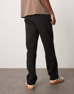 Asos Design Heavyweight Scuba Straight Leg Sweatpants With Pin Tuck In Black