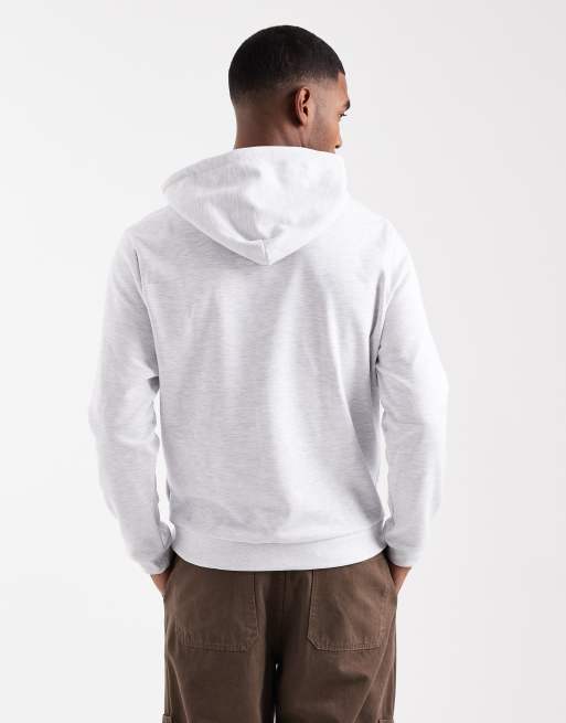 ASOS DESIGN heavyweight scuba-style fabric hoodie in grey marl, 3 of 5