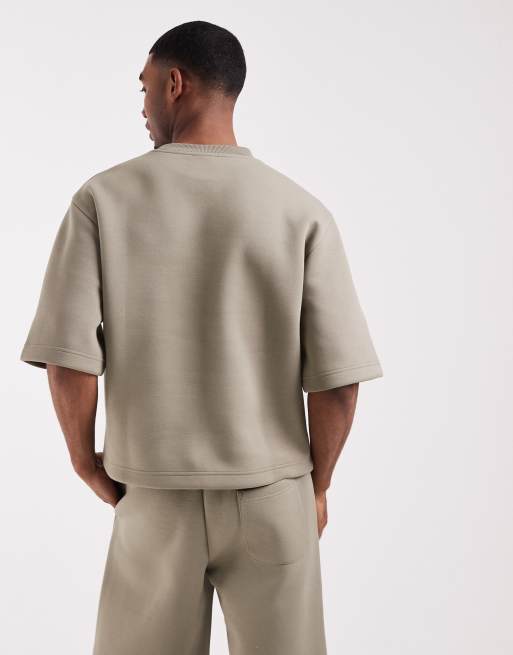 ASOS DESIGN heavyweight scuba-style fabric relaxed tee in khaki - part of a set, 5 of 5