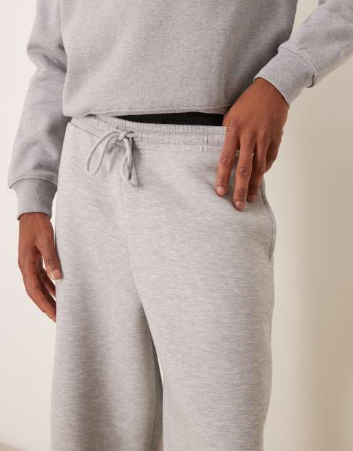 ASOS DESIGN heavyweight scuba-style fabric super baggy jogger in grey marl, 2 of 5