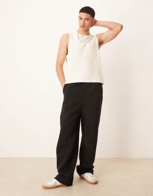 ASOS DESIGN heavyweight scuba wide leg sweatpants in black - view 1