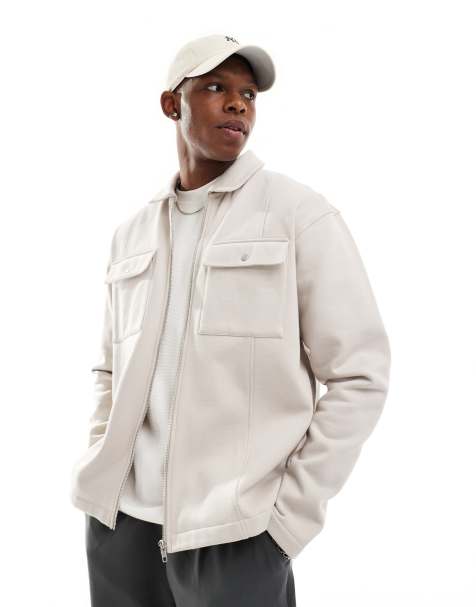 ASOS DESIGN heavyweight shacket in beige - view 1