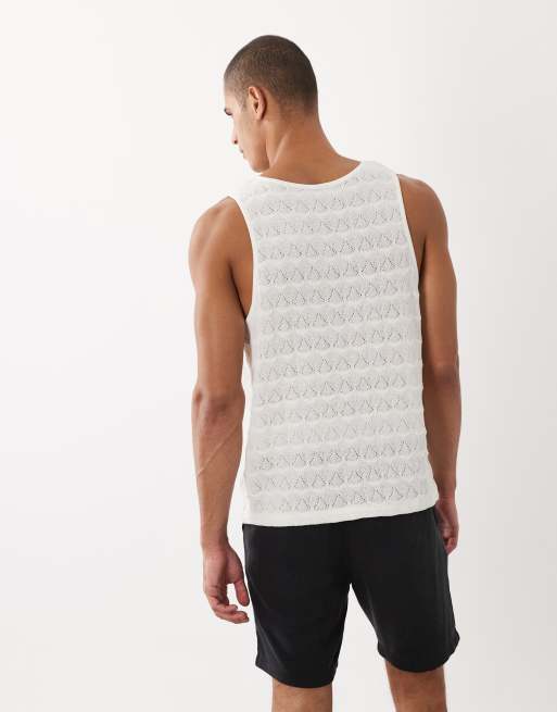ASOS DESIGN heavyweight singlet in cream textured fabric, 5 of 5
