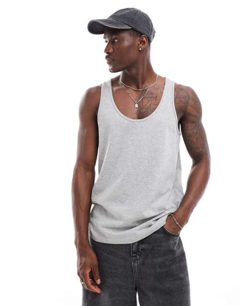 ASOS DESIGN heavyweight singlet in grey marl - view 1