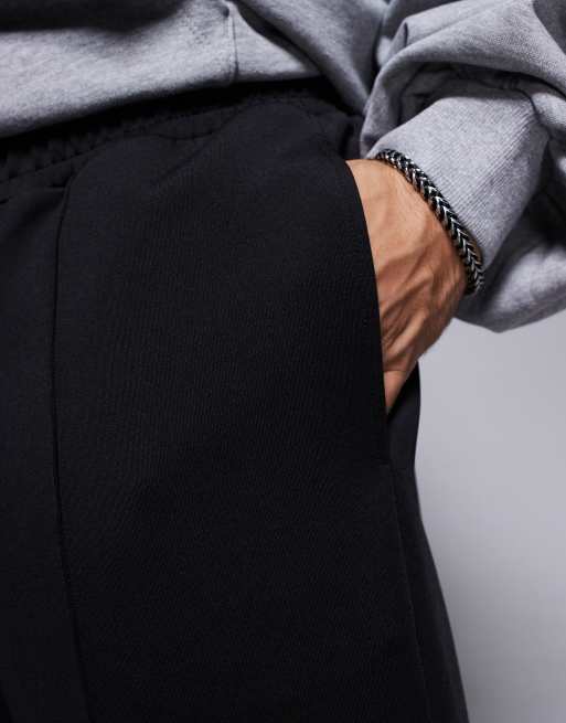 ASOS DESIGN heavyweight slim shorts in scuba-style fabric in black , 5 of 5