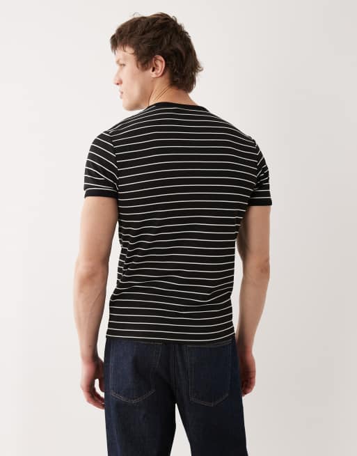 ASOS DESIGN heavyweight slim t-shirt in black stripe textured fabric , 3 of 5