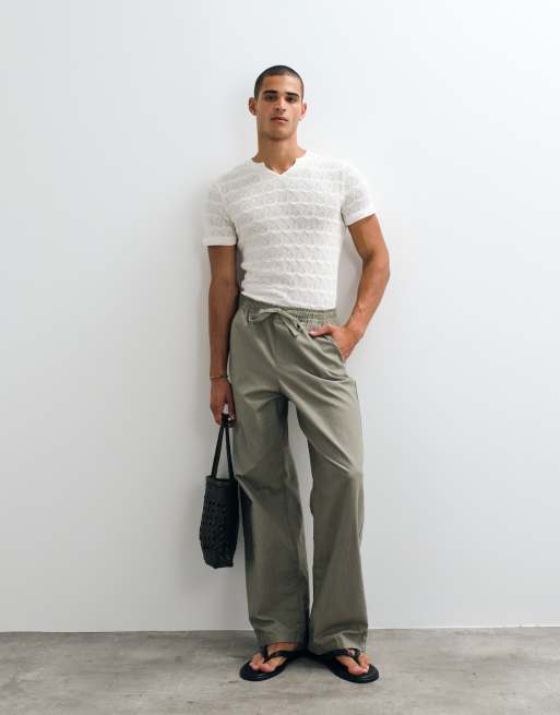 ASOS DESIGN heavyweight slim t-shirt in cream textured fabric, 2 of 5