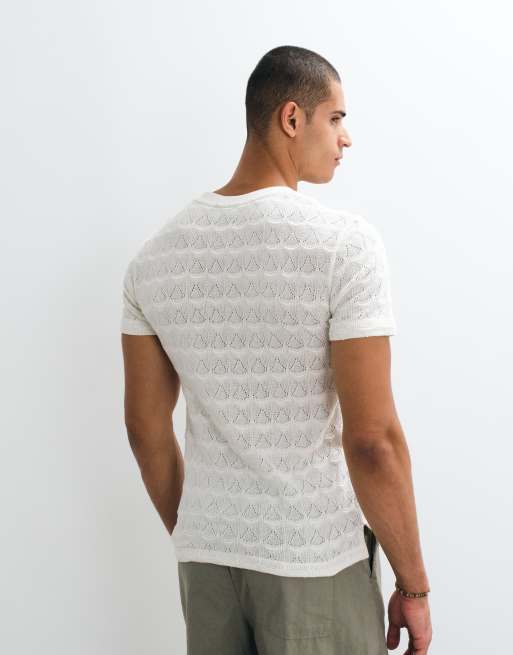 ASOS DESIGN heavyweight slim t-shirt in cream textured fabric, 3 of 5