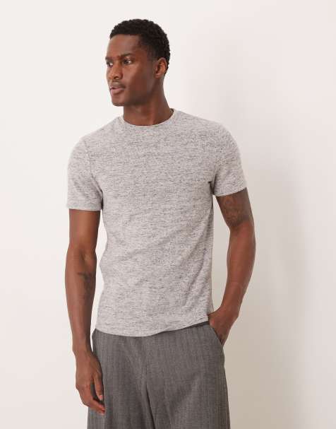 ASOS DESIGN heavyweight slim T-shirt in gray heather brushed texture - view 1