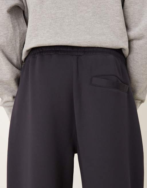 ASOS DESIGN heavyweight straight joggers with zip pockets in scuba-style fabric in navy - NAVY, 5 of 5