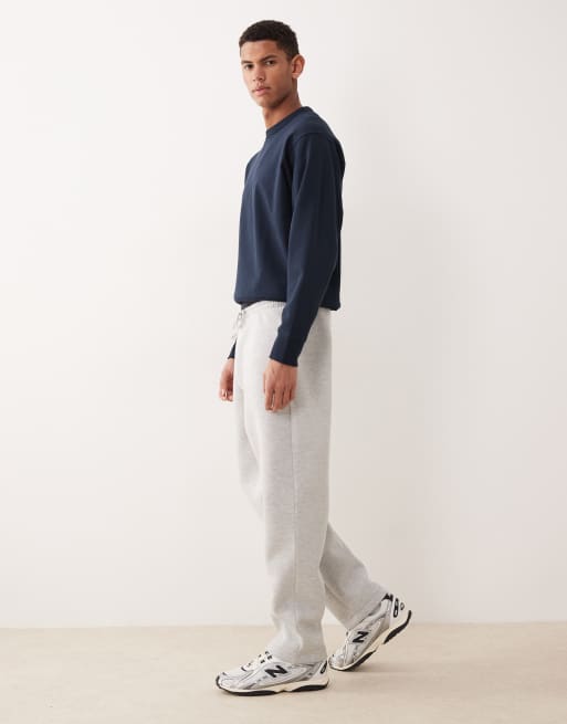 ASOS DESIGN heavyweight straight leg jogger in scuba-style fabric in grey marl -  - LGREY, 2 of 5