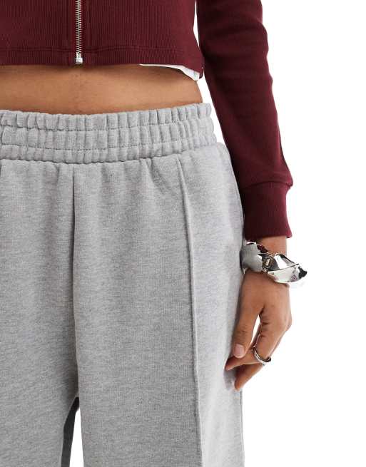 ASOS DESIGN heavyweight straight leg trackies with pintuck in grey, 3 of 5