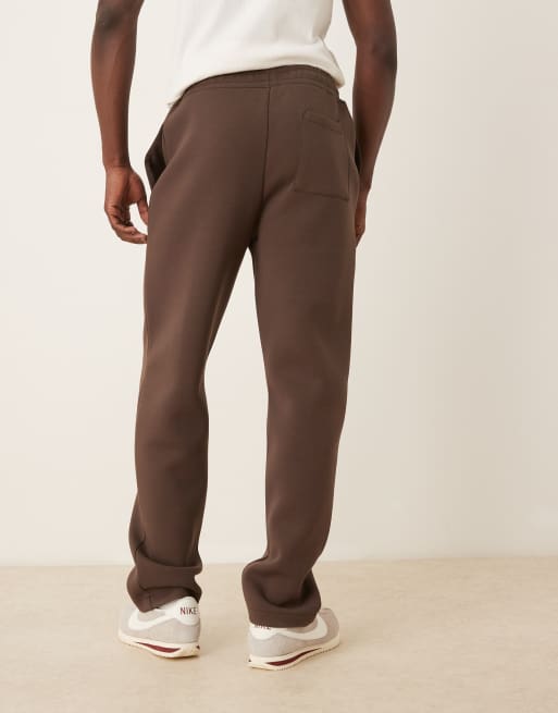 ASOS DESIGN heavyweight straight sweatpants in scuba-style fabric in brown, 4 of 5