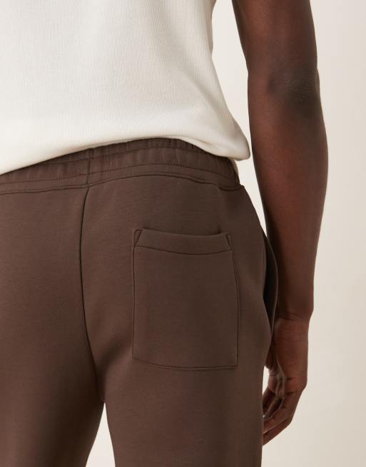 ASOS DESIGN heavyweight straight sweatpants in scuba-style fabric in brown, 5 of 5