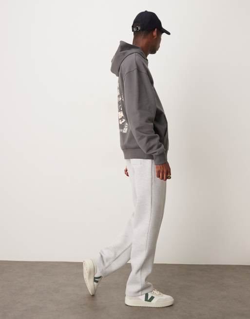 ASOS DESIGN heavyweight straight sweatpants in scuba-style fabric in gray heather, 2 of 5