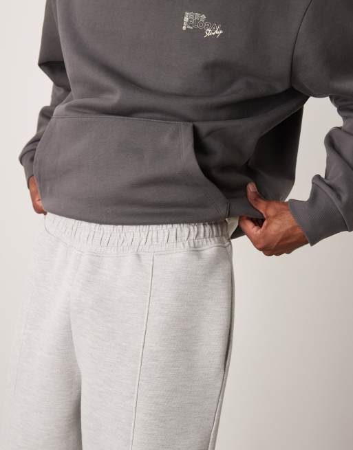 ASOS DESIGN heavyweight straight sweatpants in scuba-style fabric in gray heather, 5 of 5
